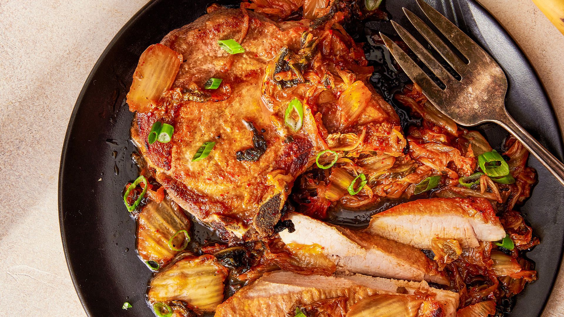 Pork Chops with Kimchi, Scallions and Browned Butter | Christopher Kimball’s Milk Street | Recipes, 