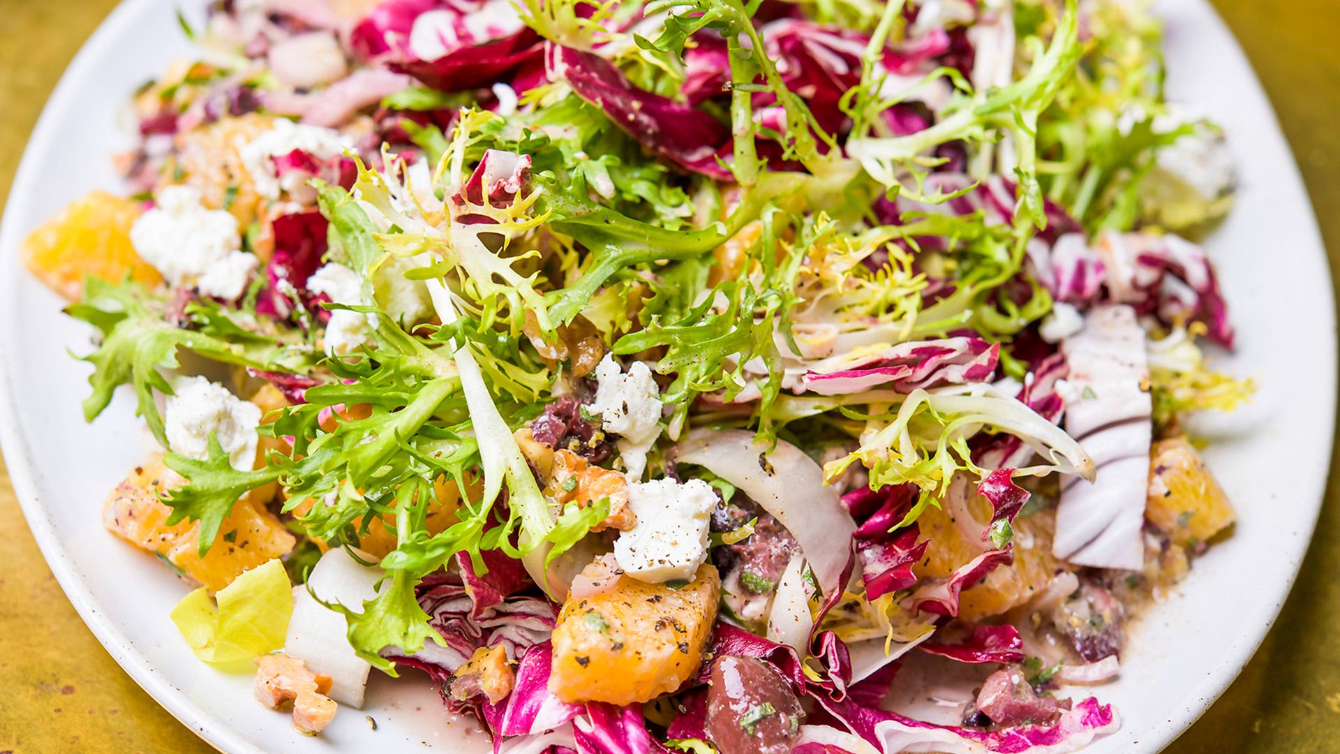 Bitter Greens and Orange Salad with Walnuts and Goat Cheese | Christopher Kimball’s Milk Street | Re