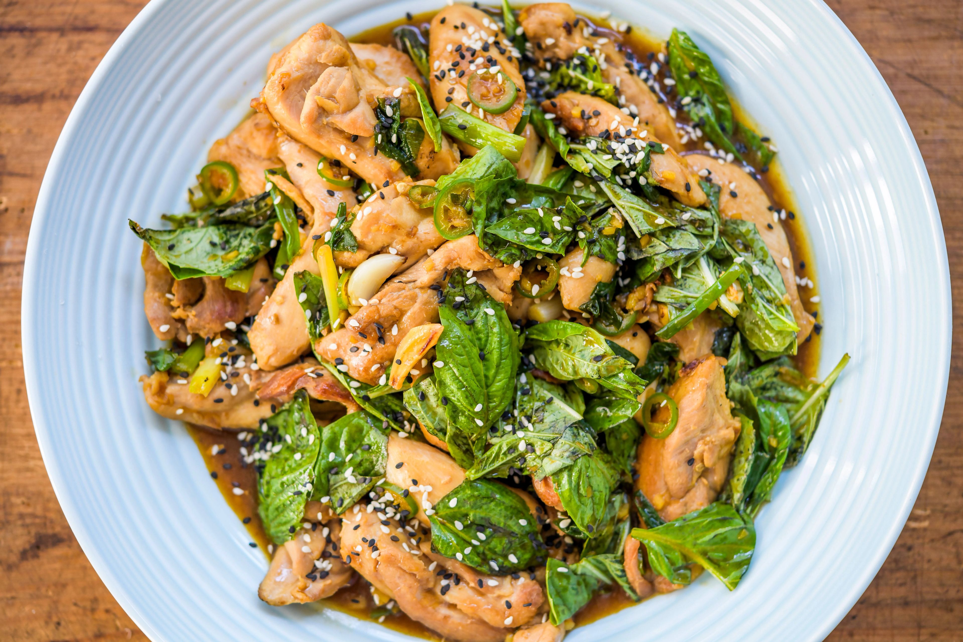 Three-Cup Chicken with Basil