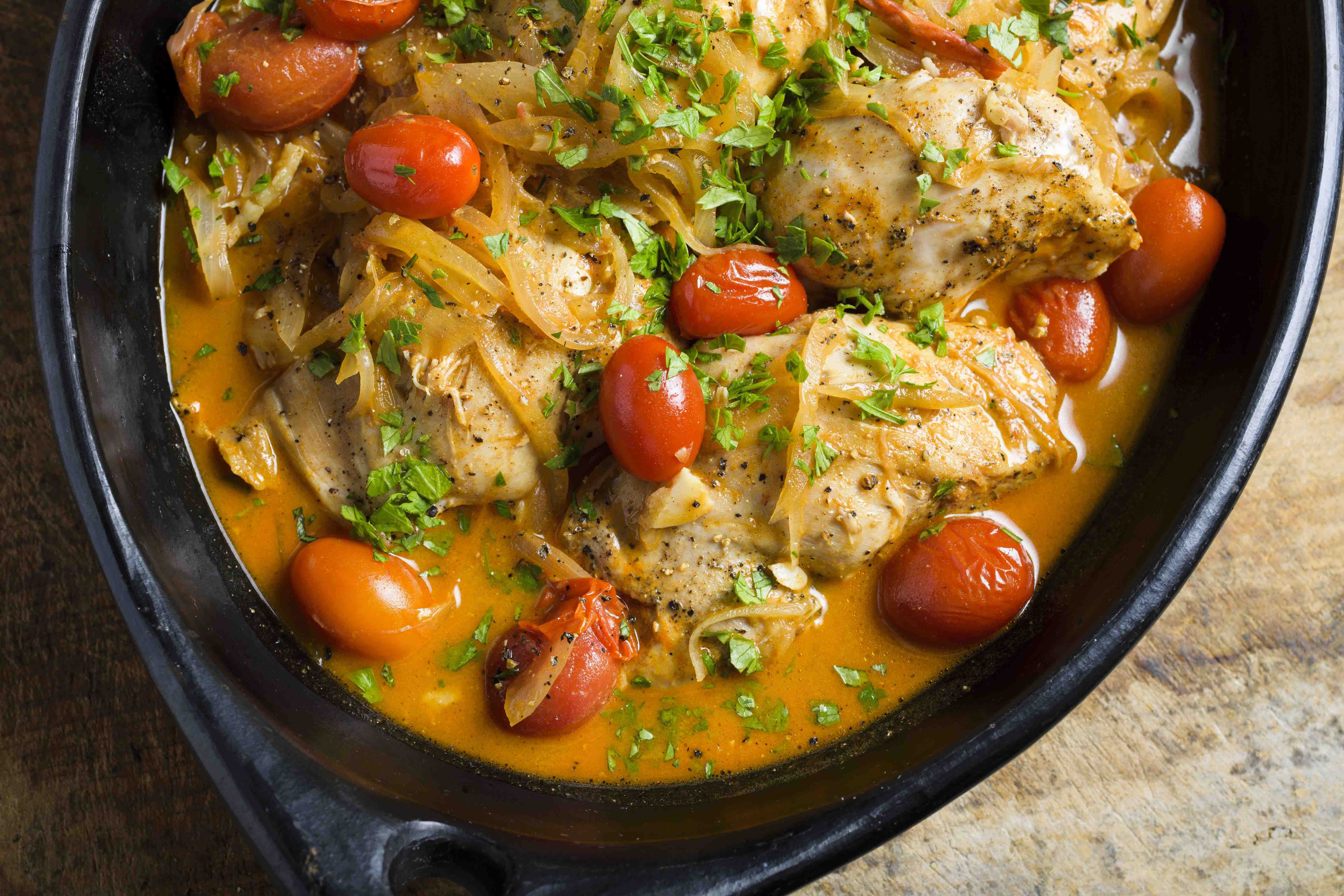 Braised Chicken with Tomatoes, Mustard and Brandy | Christopher Kimball ...