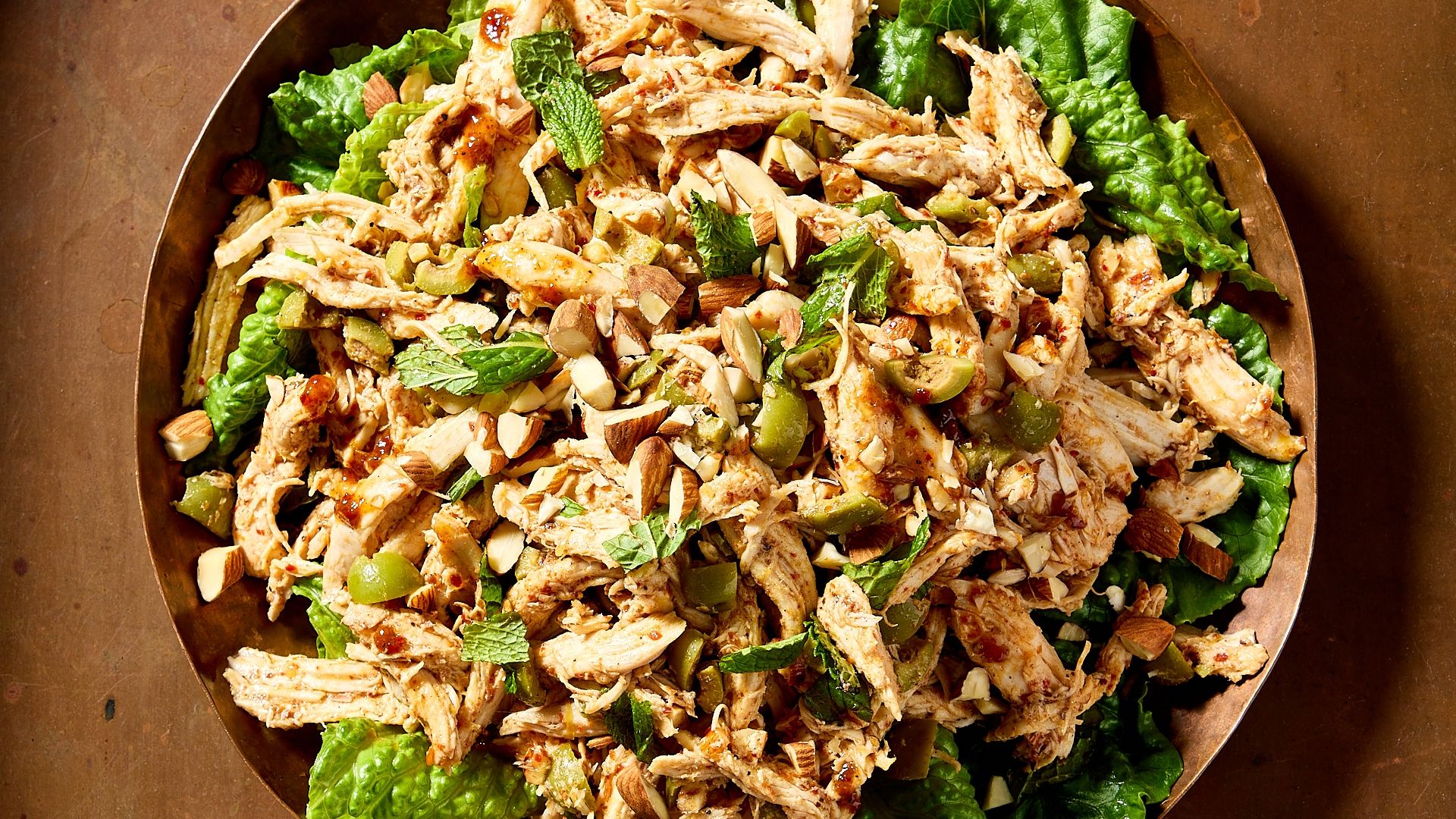 Harissa Chicken Salad with Olives and Mint