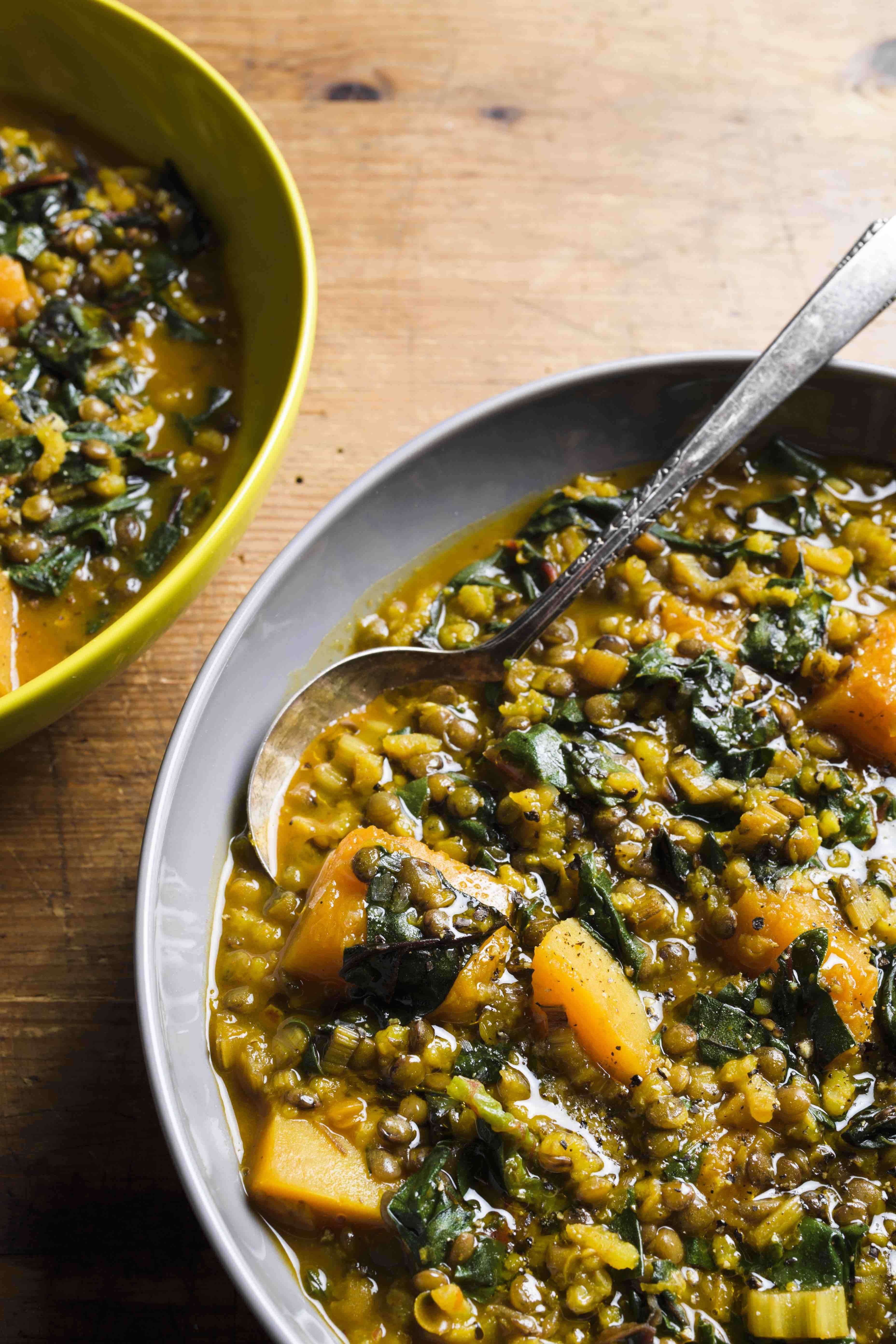 Spanish-Style Lentil, Chard and Butternut Stew