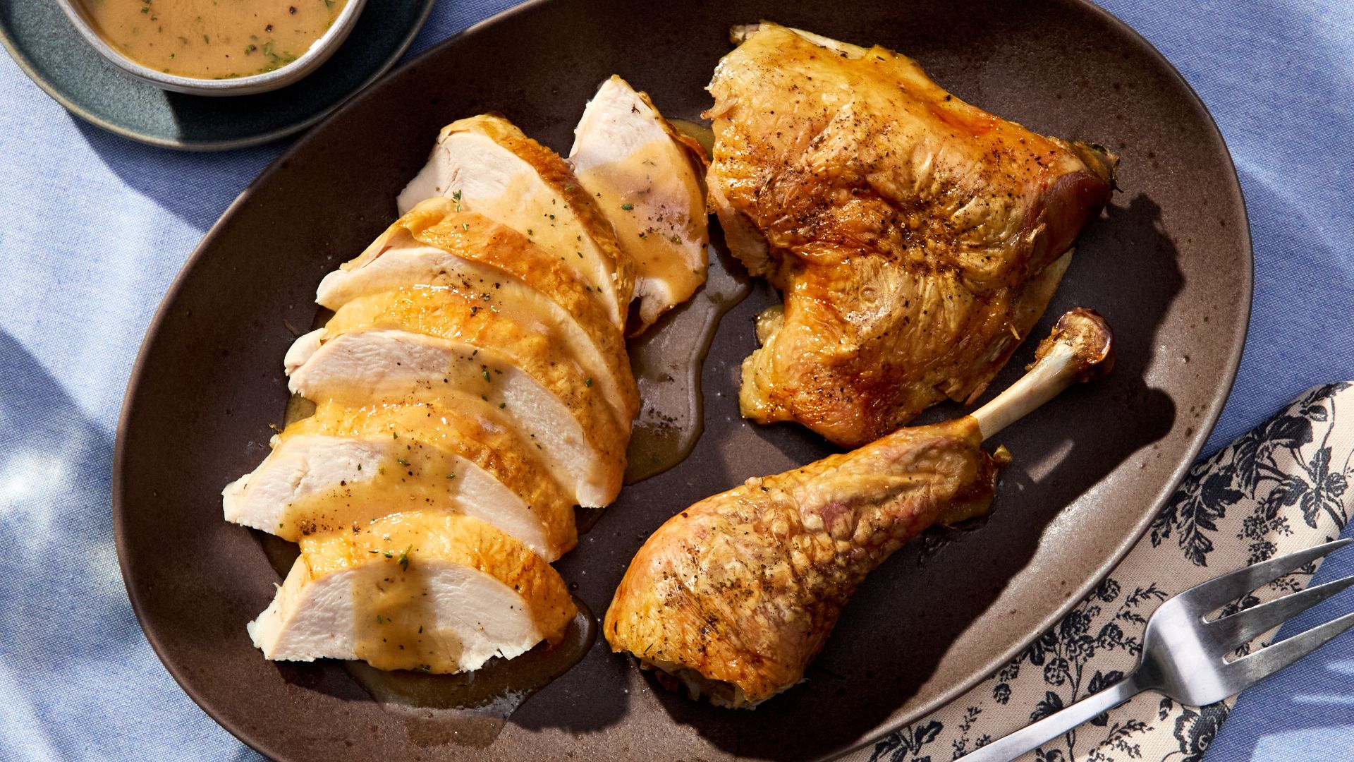 Roasted and Braised Turkey with Gravy