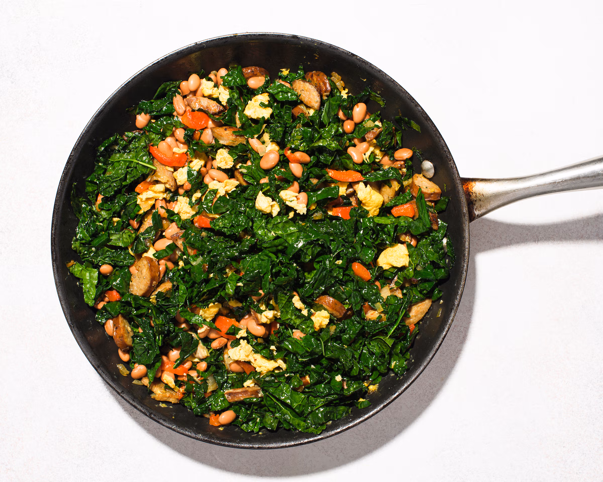 Pinto Beans with Sausage, Kale and Eggs