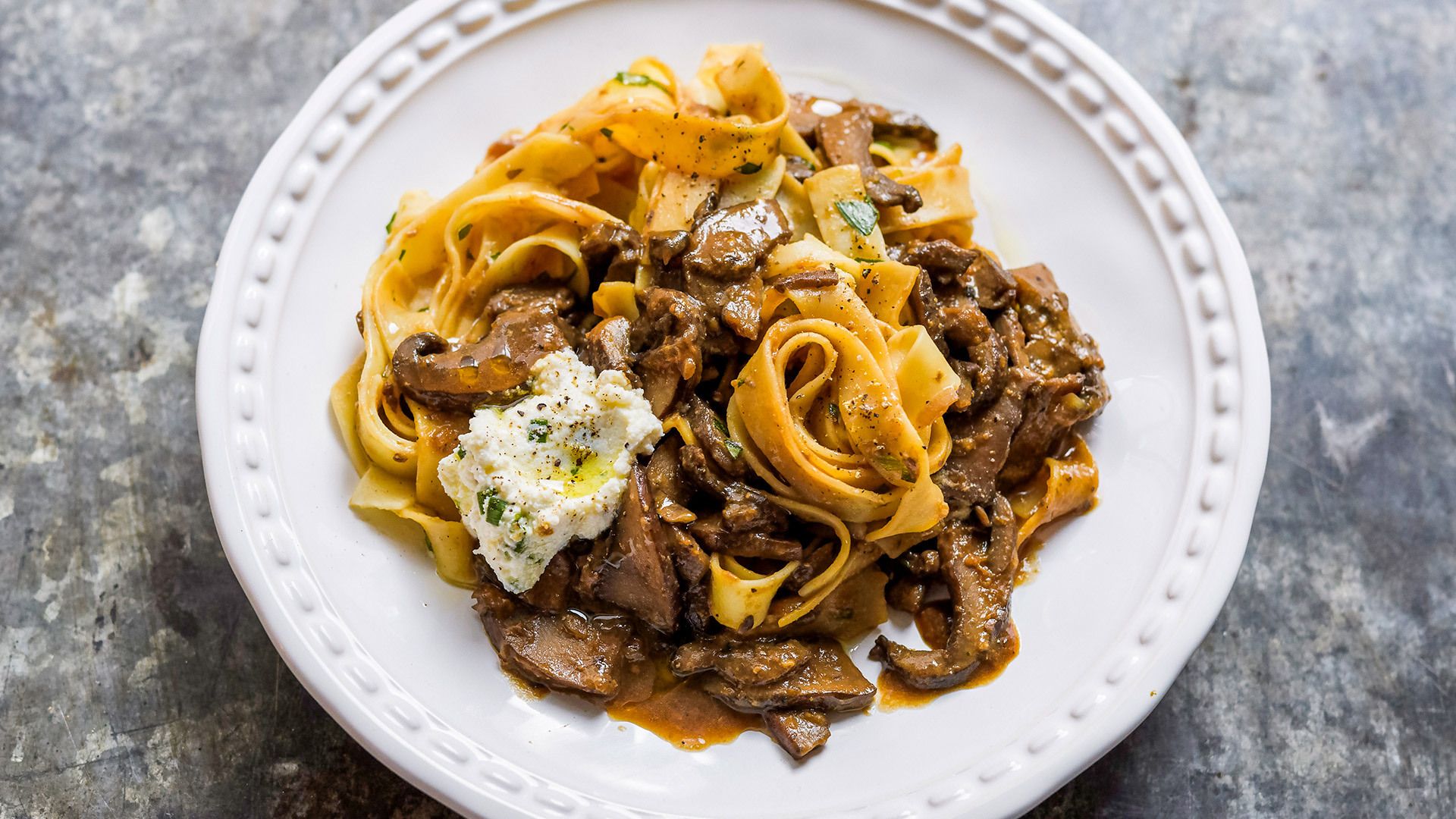 Tagliatelle with Portobellos and Chive Ricotta | Christopher Kimball’s ...