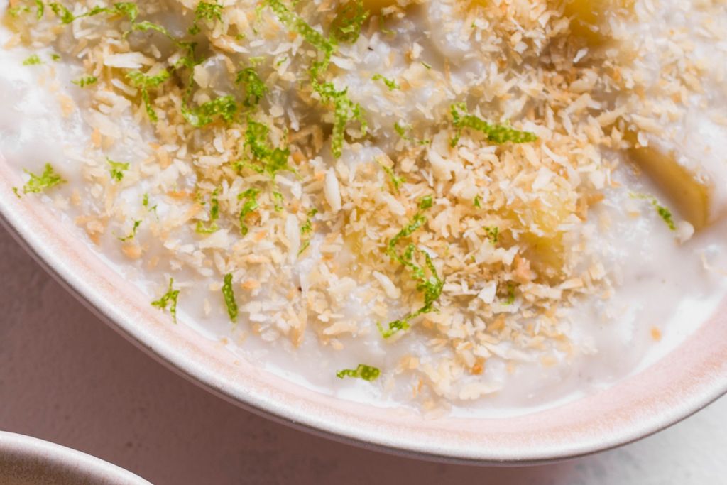 Coconut-Mango Rice Pudding with Dark Rum