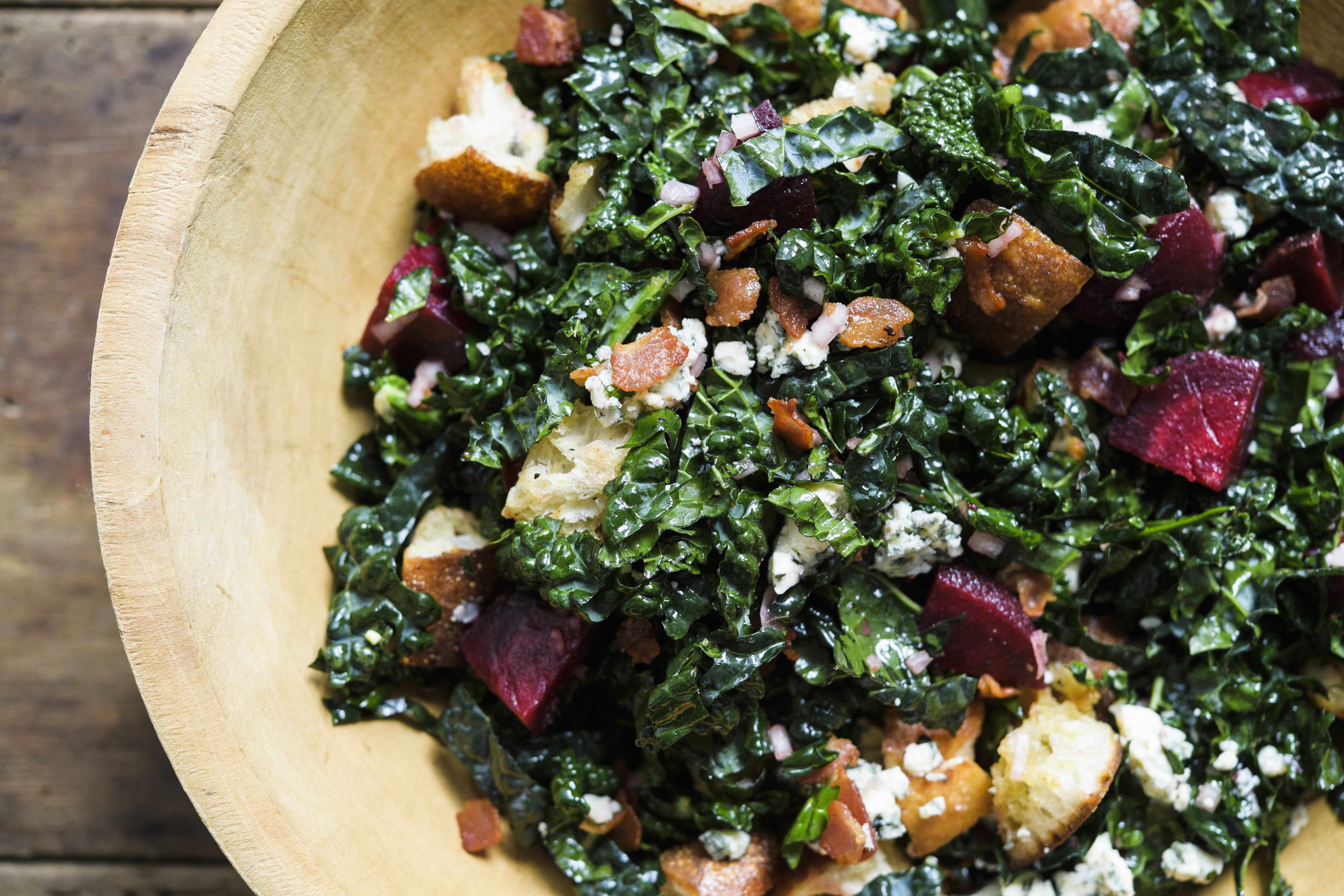 Bread Salad with Kale, Beets and Blue Cheese | Christopher Kimball’s Milk Street | Recipes, TV and C