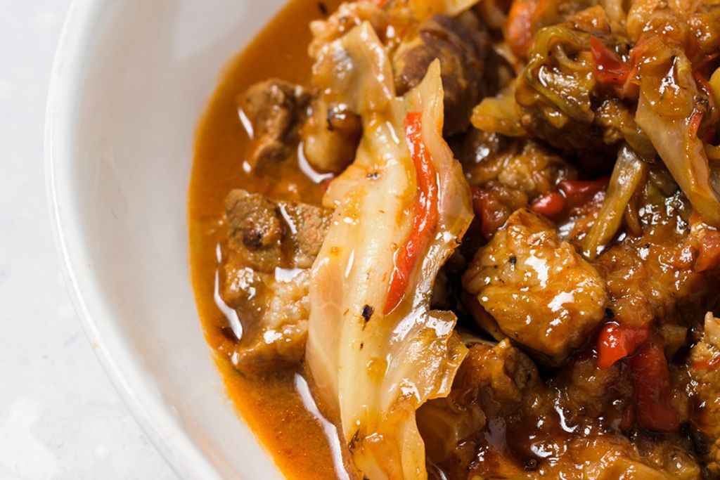 Pork, Sweet Pepper and Cabbage Stew