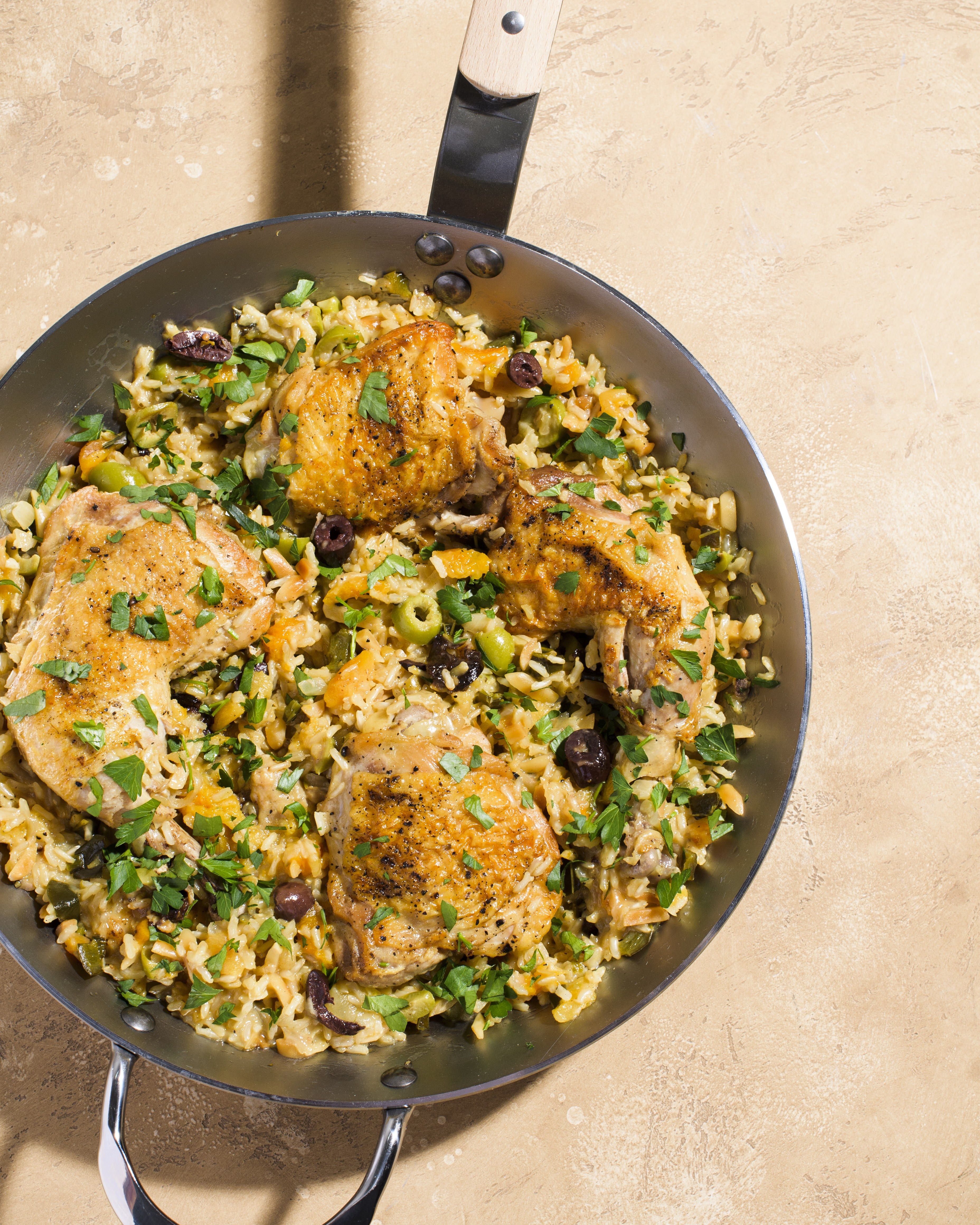 Chicken with Brown Rice, Apricots and Olives