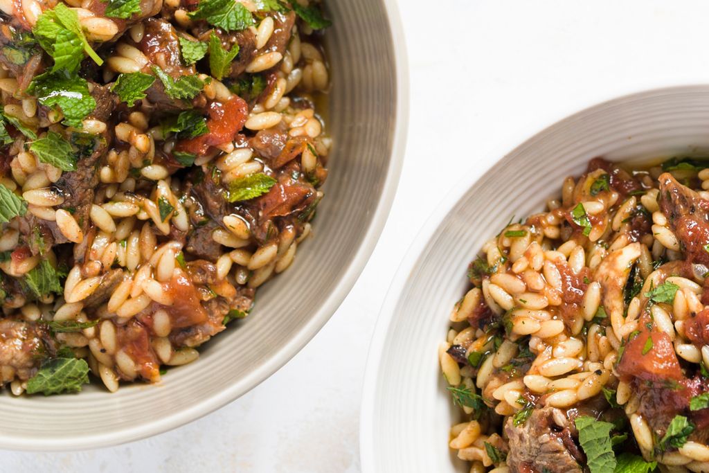Greek-Style Beef and Orzo Stew